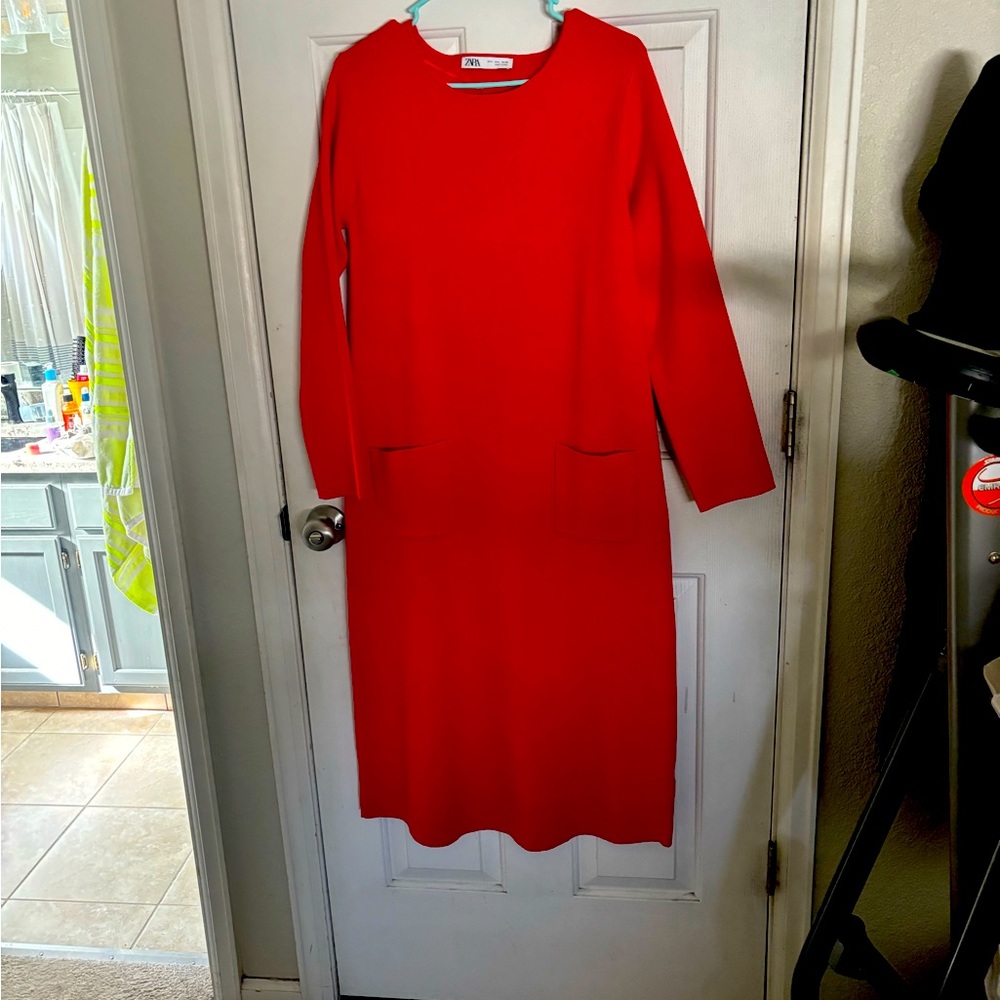 ZARA Red dress with pockets